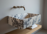 Custom Size Handcarved Calacatta Viola Marble Sink