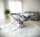 Calacatta Viola Marble Serving Bowl: 12" (30cm) Pedestal Fruit Bowl