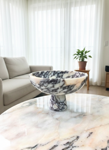 Calacatta Viola Marble Serving Bowl: 12" (30cm) Pedestal Fruit Bowl