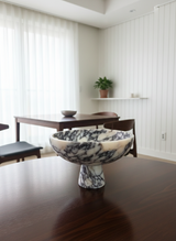 Calacatta Viola Marble Serving Bowl: 12" (30cm) Pedestal Fruit Bowl