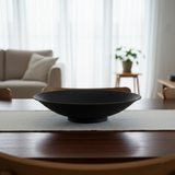 Large Black Stoneware Fruit Bowl - 14.5 in Handmade Matte Ceramic