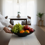 Large Black Stoneware Fruit Bowl - 14.5 in Handmade Matte Ceramic