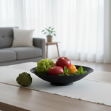 Large Black Stoneware Fruit Bowl - 14.5 in Handmade Matte Ceramic