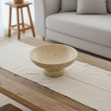 Gratia - Large Travertine Pedestal Bowl: Marble Centerpiece, 12" Serving Bowl