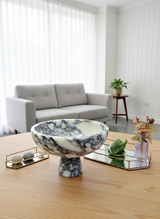 Calacatta Viola Marble Serving Bowl: 12" (30cm) Pedestal Fruit Bowl