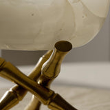 Handcrafted Marble Bowl on Brass Bamboo Stand, Gold Metal Base, Handcrafted Stone Fruit Dish, Elegant Table Centerpiece, Chinoiserie Decor